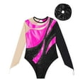 thumbnail image 3 of Alvivi Kids Girls Gymnastics Leotard Shiny Rhinestone Long Sleeve Ballet Dance Bodysuit with Hair Band Hot Pink&Black 16, 3 of 5