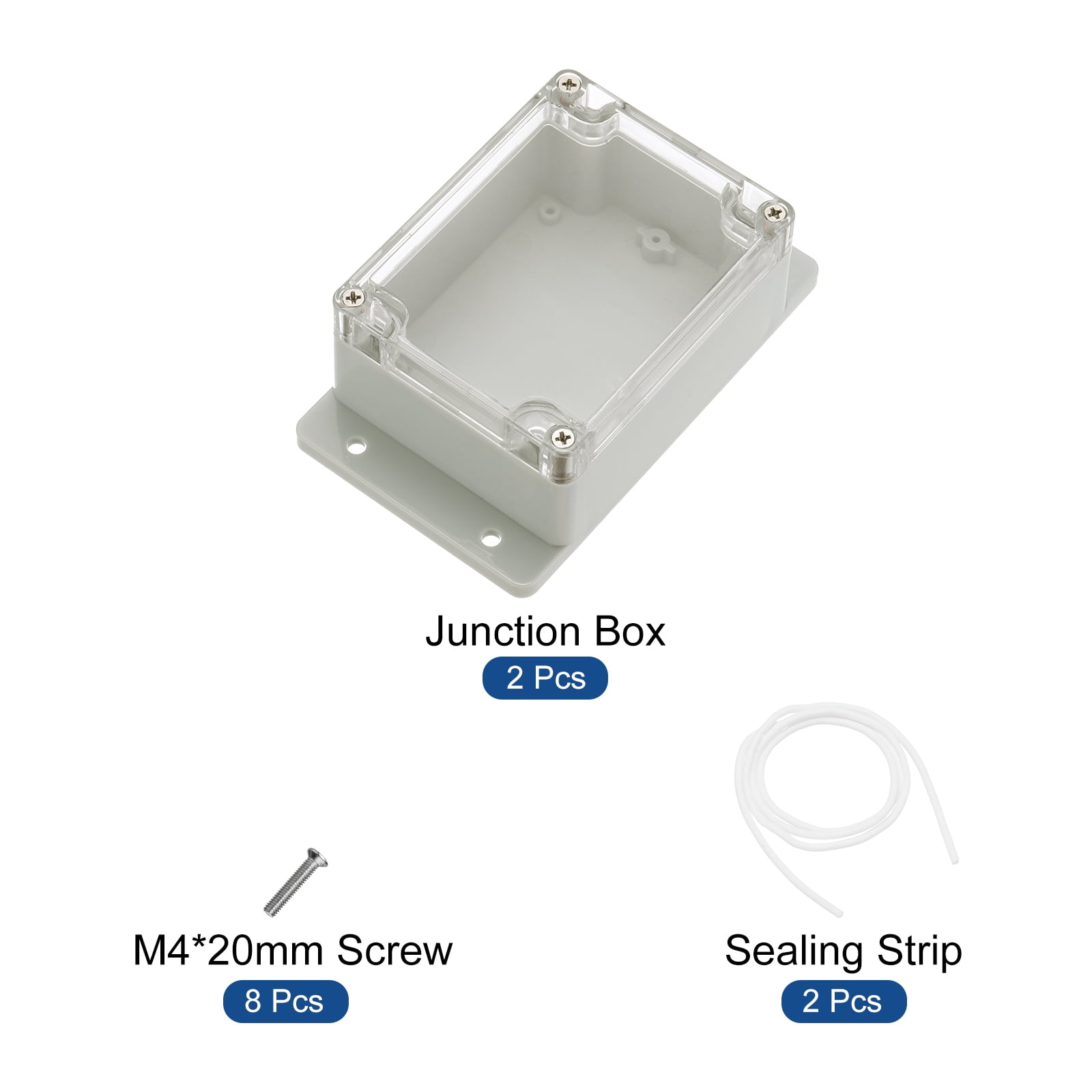 Uxcell 4.52" x 3.54" x 2.16" Junction Box DIY Wiring Box Enclosure Project Case ABS for DIY Projects Grey, 2 Pack
