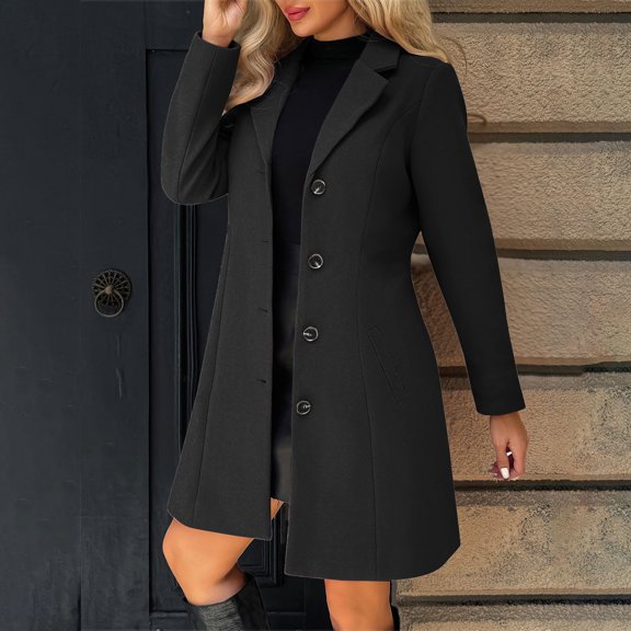 Pyhlmscde Women's Wool Blend Thicken Stand Collar Fashion Winter Coat, Women Coat, Long Wool Coat Women, Winter Clothes for Women