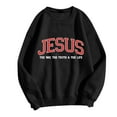 thumbnail image 5 of Shadoumai Jesus Crewneck Sweatshirts Women Christian Letter Print Shirts Casual Fall Long Sleeve Pullover Oversized Winter Clothing, 5 of 5