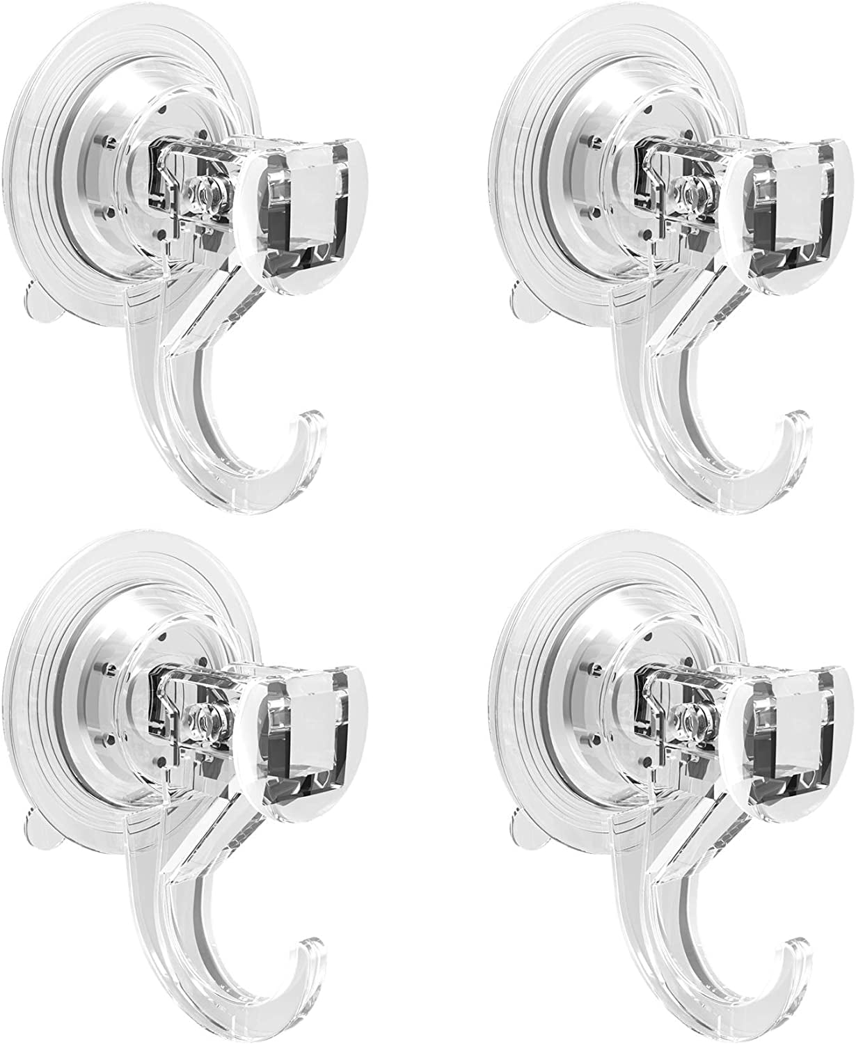 Suction Cup Hooks 4 Pack, Shower Suction Hooks Clear Window Suction