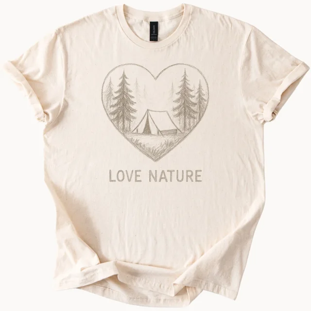 ALVORD T-Shirt de Camping Cœur Amour Nature Graphique Unisexe P-5TG