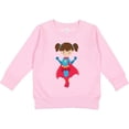 thumbnail image 2 of Inktastic Superhero Girl, Cute Girl, Brown Hair, Red Cape Toddler Sweatshirt, 2 of 4