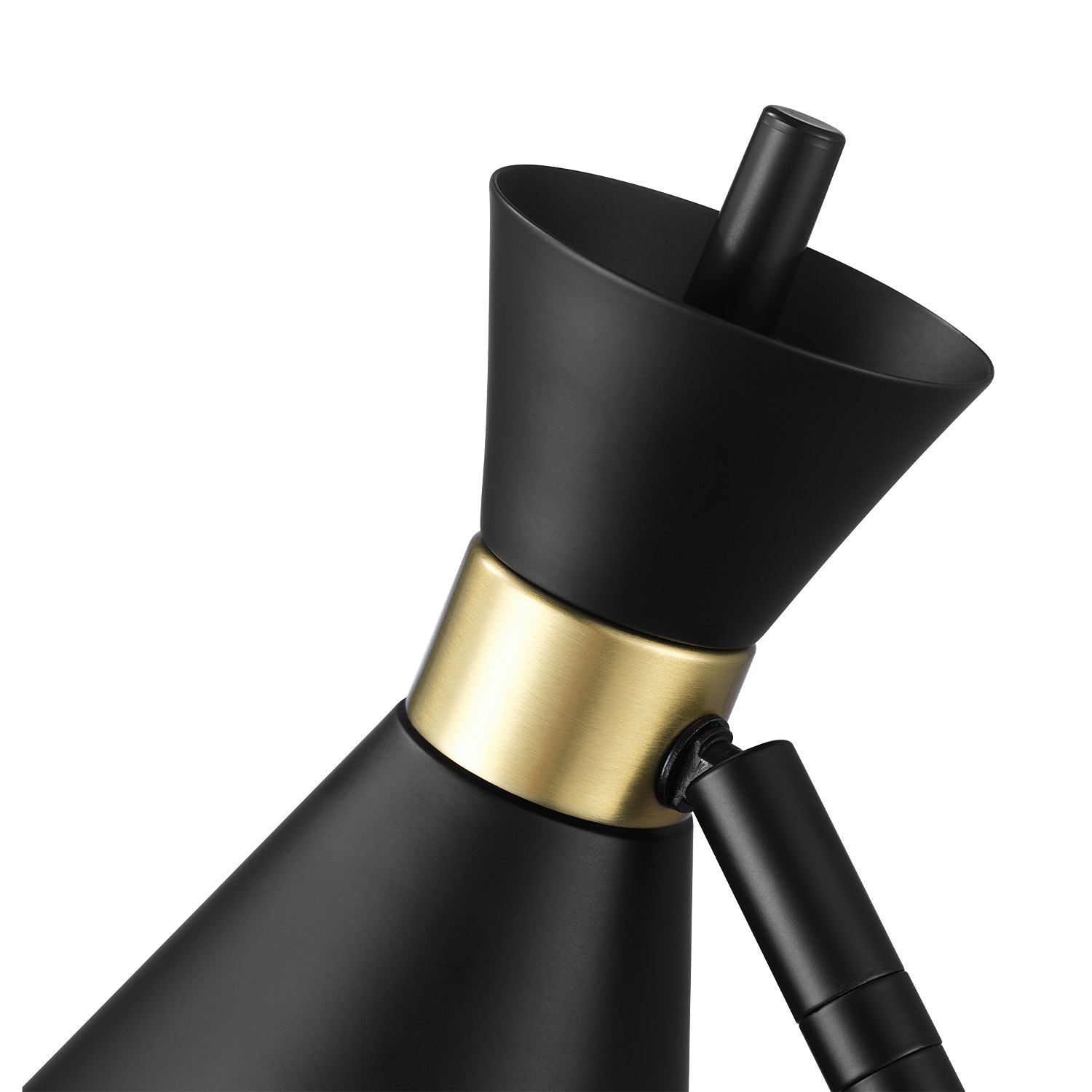 16" Matte Black Desk Lamp with Matte Brass Accents and Metal Shade