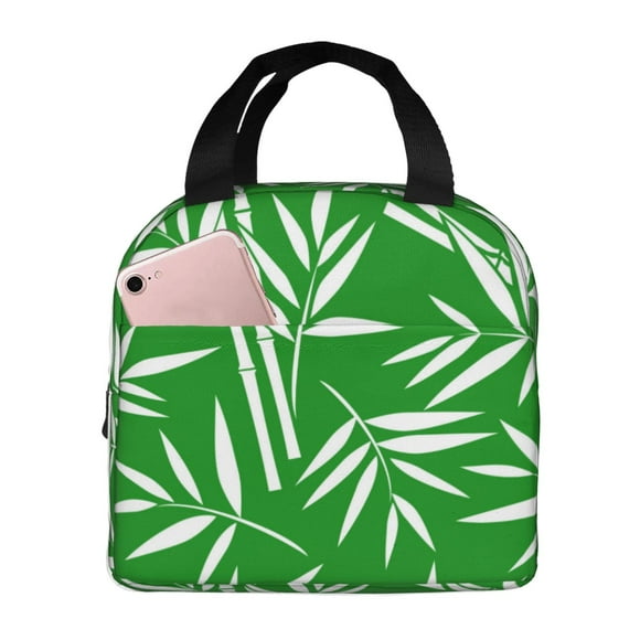 Kdxio Bamboo for Lunch Bag for Work School Picnic Insulated Thermal Tote with Handle Front Pocket and Waterproof Interior