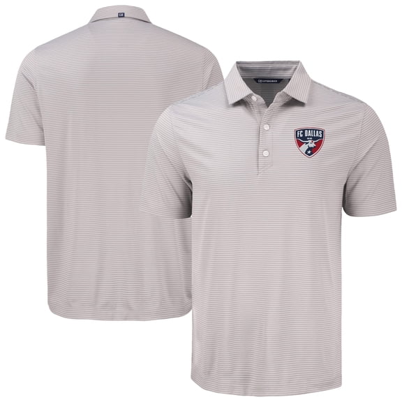 Men's Cutter & Buck Gray FC Dallas Forge Eco Fine Line Stripe Stretch Recycled Polo