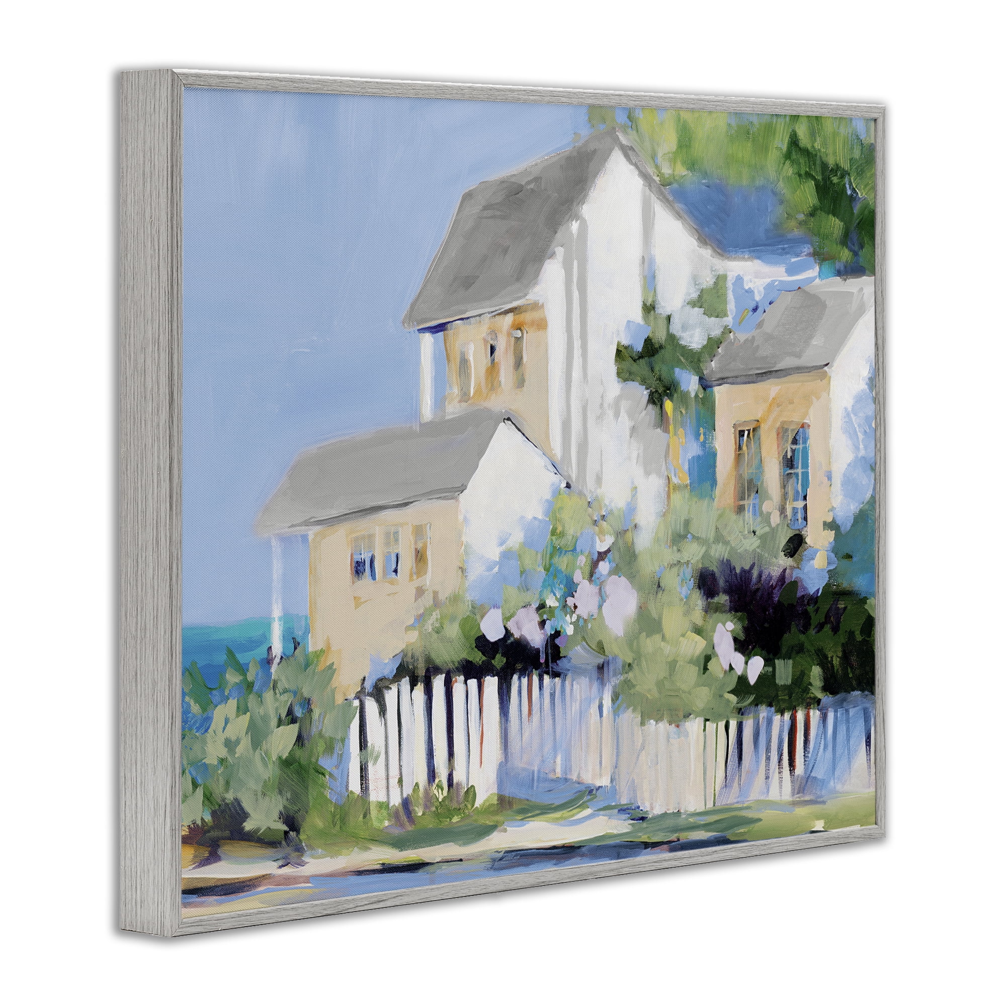 Stupell Industries Living by the Water Cottage Gray Framed Giclee Art, design by Jane Slivka