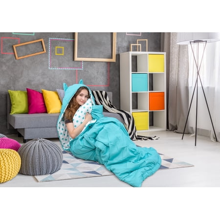 Chic Home Nicki 1-Piece Reversible Pinch Pleat Sleeping Bag  Twin X-Long  Aqua