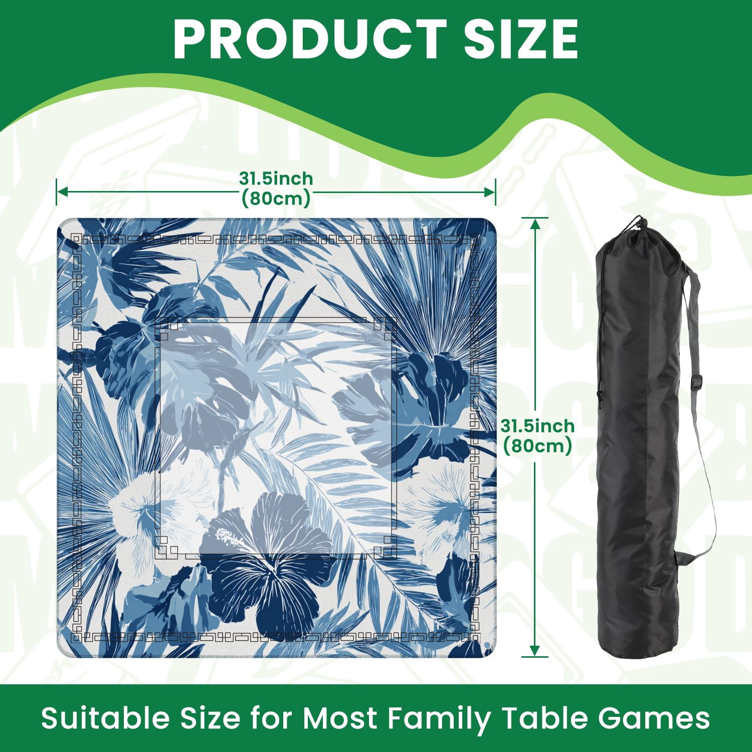 Mahjong Mat 31.5" x 31.5" Summer camouflage hawaiian seamless tropical plants Non-Slip Noise Reduction American Mahjong Tiles Table Cover for Dominoes Poker Card Board Games Gift