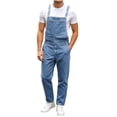 thumbnail image 3 of VBVC Men's Adjustable Denim Bib Overalls with Pockets , Casual Workwear Jean Overalls For Men, Sky Blue , S-3XL, 3 of 8