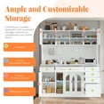 thumbnail image 3 of 63'' W Buffet Cabinet Hutch, Large Coffee Bar Storage Cabinet with 6 Drawers and Adjustable Shelves, Kitchen Pantry Sideboard with 5 Cabinets and Pegboard, Towel Rack, White, 3 of 9