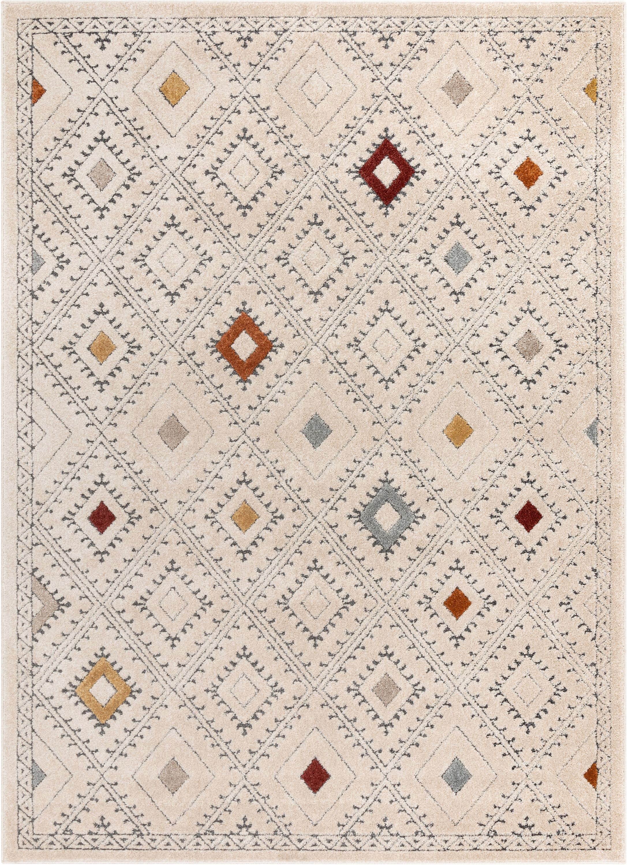 Well Woven Malaga Moderne Bohemian Tribal Beige 5'3" x 7'3" High-Low Area Rug