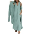 thumbnail image 2 of GXFC Women Tank Maxi Dress Sleeveless V-neck Slit Solid Shift Dress Plus Size Long Dress for Women Casual Daily 3XL, 2 of 4