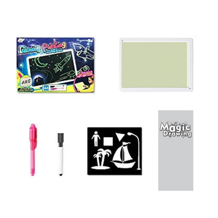 Peggybuy 2-in-1 Night Light Drawing Board A3 English Gleaming Pens