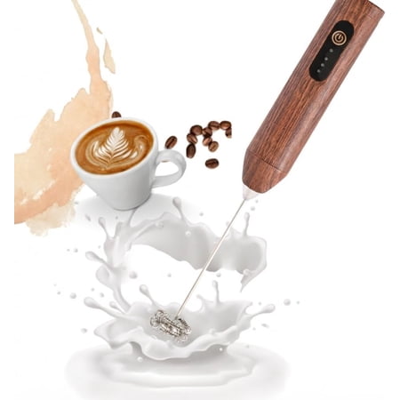 Rechargeable Milk Frother Handheld,3 Speed Adjustable Electric Whisk Maker, Handheld Drink Mixer, Frother Wand,Milk Foamer for Protein , Drinks ( Brown)