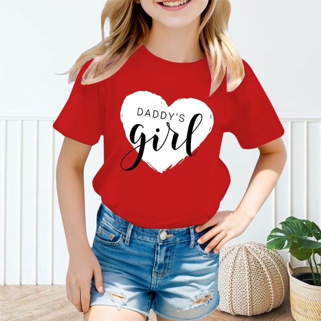 Vêtements pour Filles Col Rond Imprimé Manches Courtes Hauts Filles Chemises d'Été 9-10 Ans Tenues Fille Mode