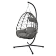 thumbnail image 3 of Egg Chair With Stand Indoor Outdoor Swing Chair Patio Wicker Hanging Egg Chair Hanging Basket Chair With Stand For Bedroom Living Room Balcony,Gray-A, 3 of 15