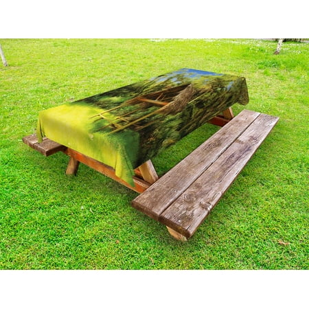 Tiki Bar Outdoor Tablecloth Tiki Hut In Dreamy Fantasy Forest