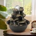 thumbnail image 4 of 8.3-inch H 4-Tier Spinning Orb Rock Cascading Tabletop Fountain Indoor Waterfall Feature with Light, 4 of 11