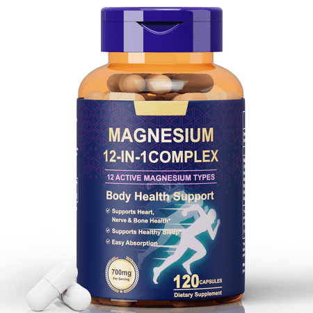 Fmlave 12-in-1 Magnesium Complex Supplement 700mg for Women Men- Supports Sleep, Muscle, Bones & Overall Health - Magnesium Glycinate, Citrate, Malate, Taurate 120 Capsules