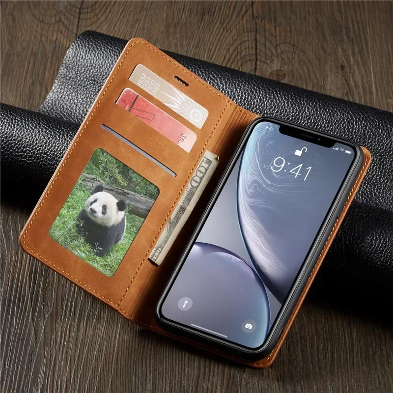 Coque IPhone Magnétique Antichoc En Cuir - Compatible 15 12 Pro Max XR SE 7 8 Xs 14