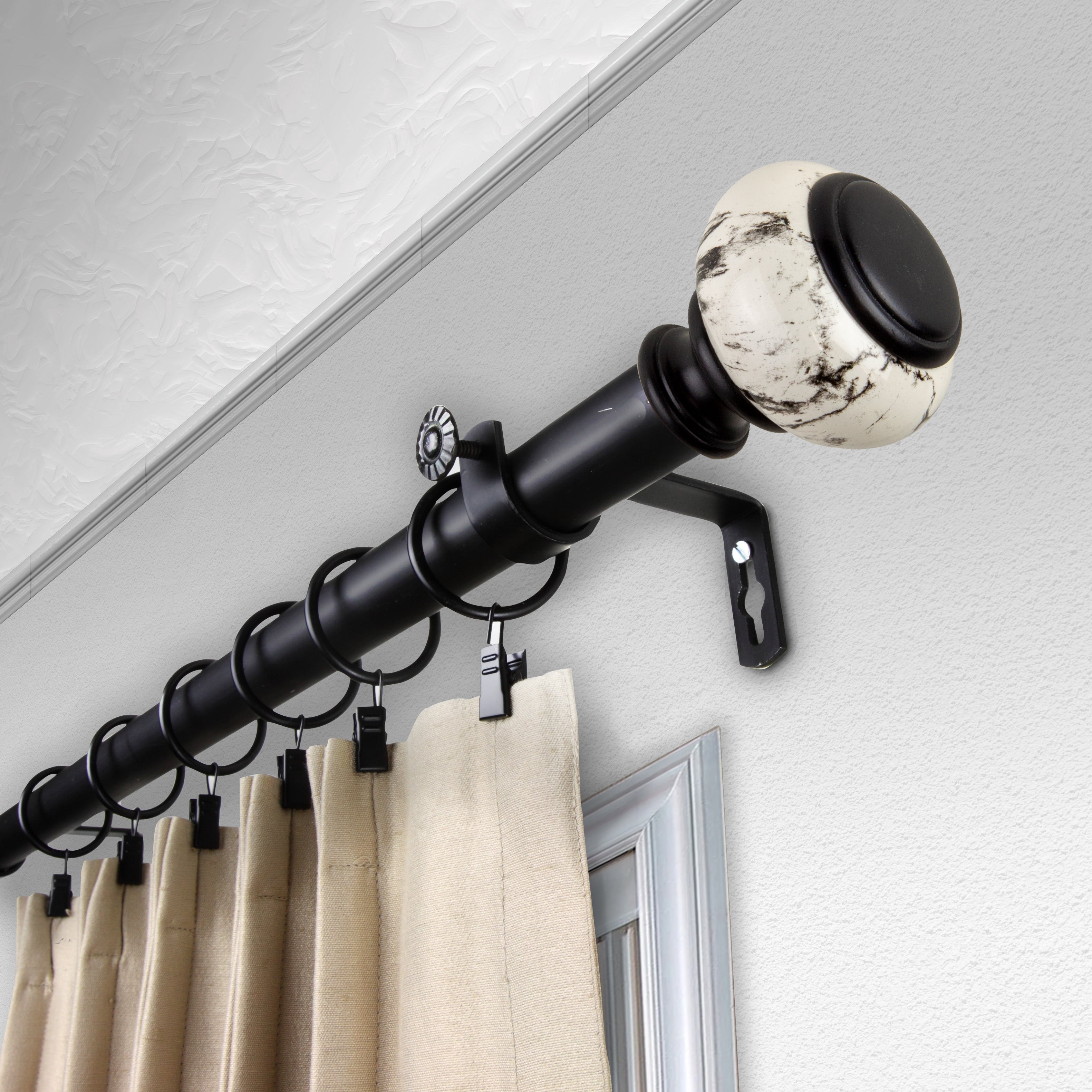 Central Design Products 1" Classic Single Curtain Rod, Black