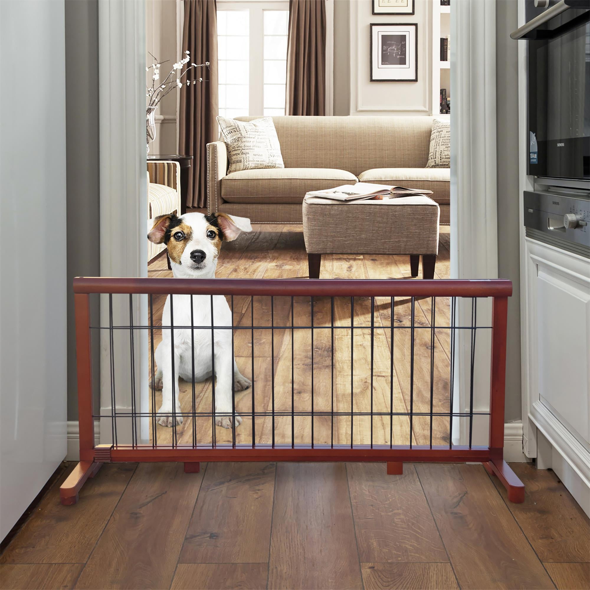 Pefilos 20"-80" Adjustable Wooden Dog Fence Indoor, Freestanding Pet Gates for Dogs, Step Over Dog Gate Extra Wide for House, Doorways, Stairs, Brown Pefilos 20"-80" Adjustable Wooden Dog Fence Indoor, Freestanding Pet Gates for Dogs, Step Over Dog Gate Extra Wide for House, Doorways, Stairs, Brown