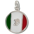 thumbnail image 1 of Sterling Silver 24" Unisex 1.5mm Box Chain Round Mexican Flag Symbol Pendant Necklace, 1 of 2