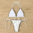 thumbnail image 4 of Bikini Sets for Women Triangle String Bikini Set Color Block Ruffle Trim Two Piece Brazilian Swimsuit Spaghetti Strap Tie Swimwear, 4 of 7