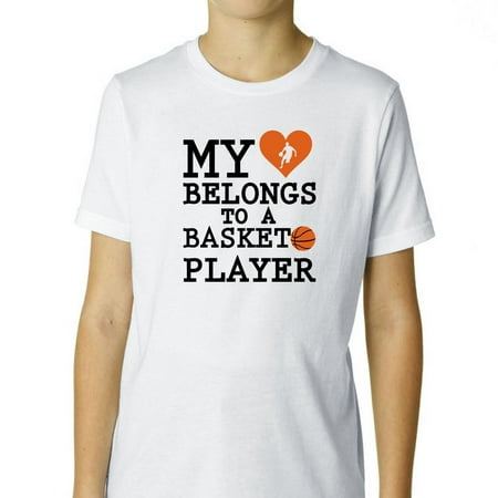 My Heart Belongs To A Basketball Player Boy's Cotton Youth (Best Youth Basketball Player)