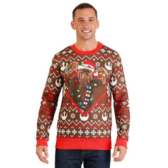 Star Wars Chewbacca Lights Brown/Red Ugly Christmas Sweater