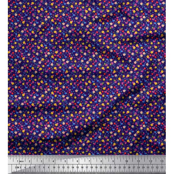 Soimoi Viscose Chiffon Fabric Leaves & Floral Shirting Print Fabric by The Yard 42 Inch Wide