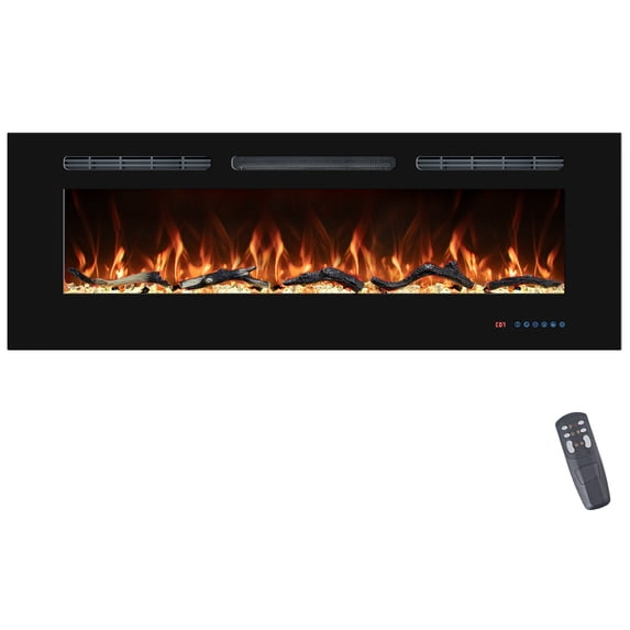 VINEMOUNT 54 in. Electric Fireplace Inserts, Wall Mounted with 13 Flame Colors, Thermostat,Remote & Touch Screen, 750W/1500W