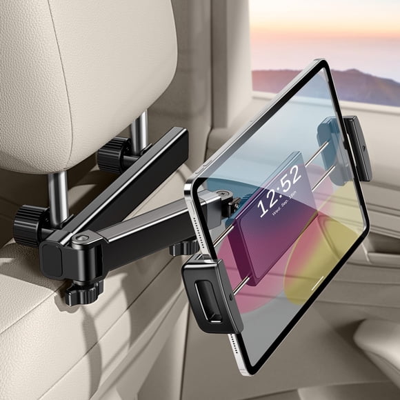 OATSBASF Support d'Appuie-tête pour Tablette de Voiture - Support Extensible pour Siège Arrière, Compatible avec iPad, Support de Voiture Super Stable, Support pour Tablette de Voiture et iPad, Compatible avec Siège Arrière pour Enfants, Étui Épais, Essentiels de Voyage sur la Route, Compatible avec Appareils de 4 à 12,9 Pouces