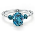 thumbnail image 3 of Gem Stone King 14K White Gold London Blue Topaz Engagement Ring for Women | 2.51 Cttw | Oval 9X7MM | Gemstone November Birthstone | Size 9, 3 of 6