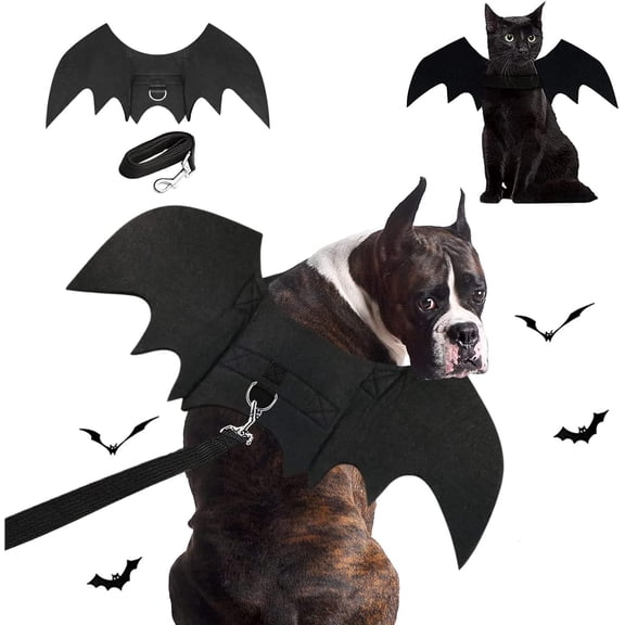 Mumup Large Dog Halloween Bat Wings Costume with Leash, Funny Pet Cosplay Dress Up Outfit
