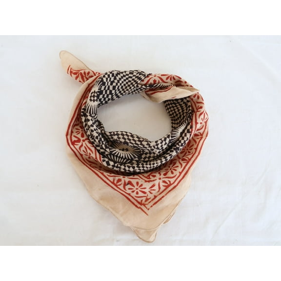 Made in India bandana Block print bandanas Bohemian Style Cotton Neck Scarf, Boho Soft Cotton Bandana Neckerchief Square Scarf gift handkerchief