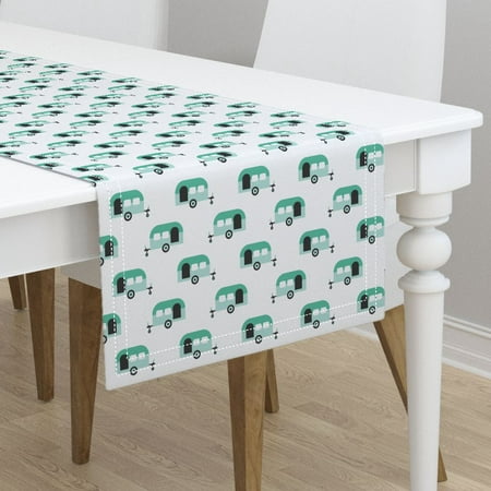 Table Runner Trailer Camper Vacation Travel Retro Mint Cotton
