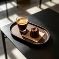 thumbnail image 5 of Linnome Faux Walnut Wood Tray Reusable Plastic Rectangular Tray 3 Sizes Breakfast Fruit Coffee Tea Dessert Kitchen Patio Outdoor Decor, 5 of 6