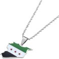 thumbnail image 1 of ORUYROP Stainless Steel Syria Map Flag Pendant Necklaces Syrians Jewelry, 1 of 2