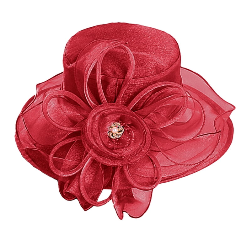 5687 Lady Derby Dress Church Cloche Hat Bow Bucket Wedding Bowler Hats Red Buy Lady Derby Dress Church Cloche Hat Bow Bucket Wedding  main image 2