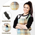 thumbnail image 2 of Brown Plaid Pattern Oven Mitts and Pot Holders with Chef Apron Set 5 Pcs Kitchen Cooking Set, 2 of 6