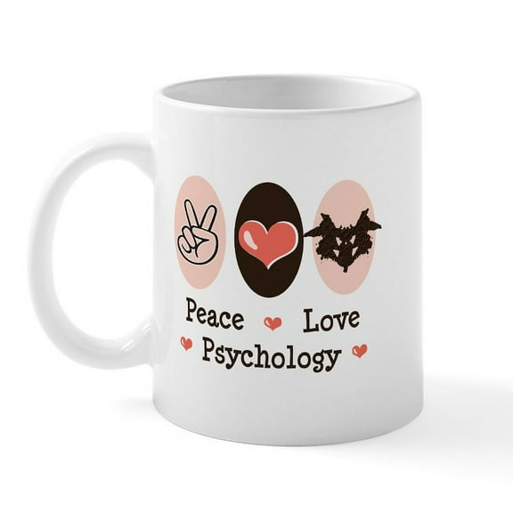 CafePress - Peace Love Psychology Mug - 11 oz Ceramic Mug - Novelty Coffee Tea Cup