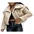 thumbnail image 1 of Veste d'Hiver pour Femmes Manches Longues Zippée Patchwork Chaude, 1 of 9