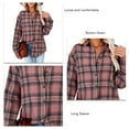 thumbnail image 5 of Women Plaid Top Button Down Long Sleeve Loose Autumn Winter Women Plaid Shirt Blouse Tops for Daily Work Party, 5 of 6