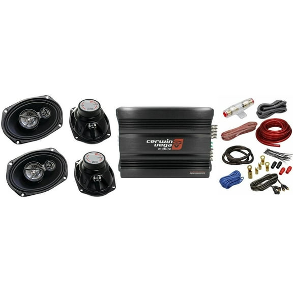 Cerwin Vega CVP1600.4D 1600W 4-Ch   2 XED-693 6x9" 3-Way Speakers   4G AMP Kit