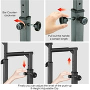HooKung Adjustable Dip Bar Heavy Duty Steel Dip Station Power Tower Dip Station Pull up Bar Power with Max Weight 330Ibs