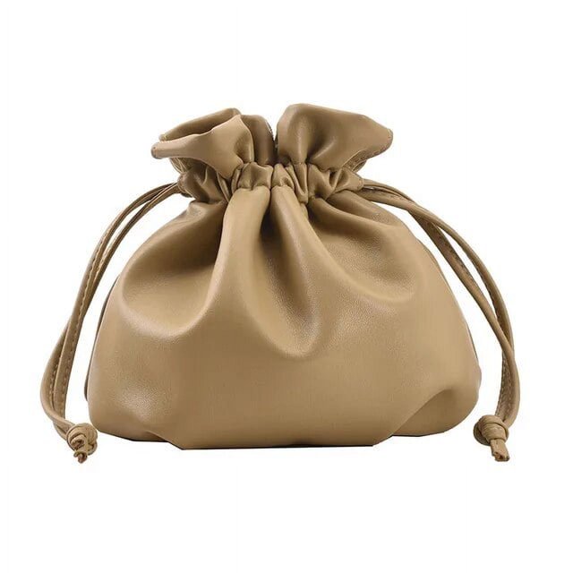 LHSHID Drawstring Bucket Shoulder Bag for Women Fashion Casual Cute Mini Cross Body Small Bag Soft Leather Solid Color Purse
