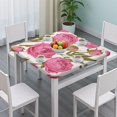 thumbnail image 3 of Square Tablecloth with Elastic Edges 34 * 34 Inch Pioneer Waterproof Red Fresh Wild Peony Flower Table Cover Washable Indoor and Outdoor for Party Kitchen Dinner Banquet Patio Picnic, 3 of 6