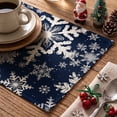 thumbnail image 6 of Smile Navy Blue Snowflakes Winter Placemats Set of 4, 12x18 Inch Christmas Table Mats, 6 of 7
